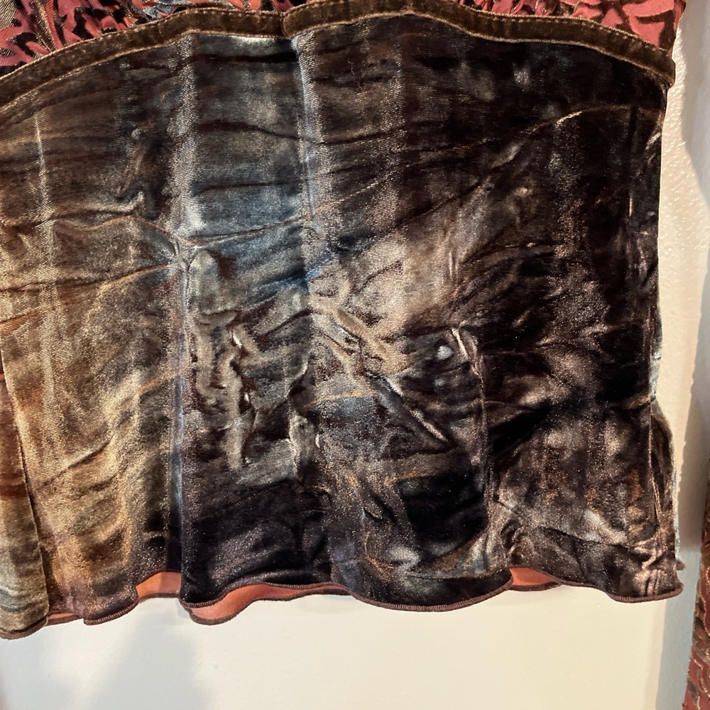 Wet Seal Velvet Wrap Y2K Top Floral PatternBlack and Brown Fall Bell Sleeves S - Picture 5 of 9